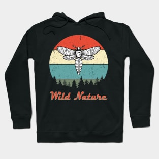 Wild Nature Moth White Abstract Sunset Hoodie